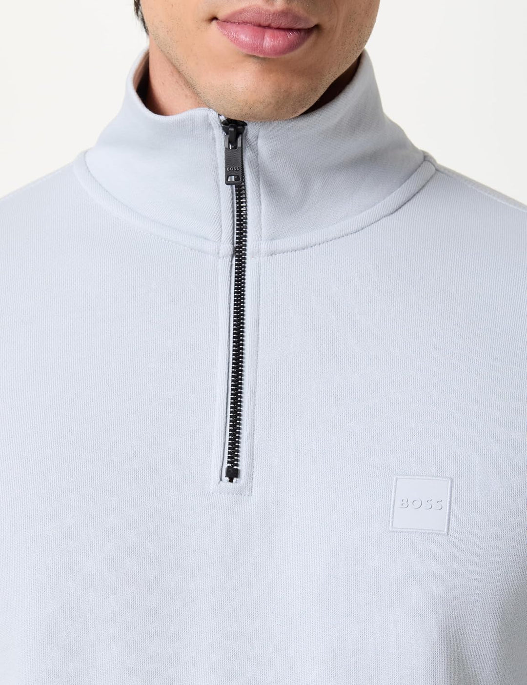 BOSS Herren Zetrust Sweatshirt aus Baumwoll-Terry mit Reissverschluss am Kragen und Logo-Aufnäher S