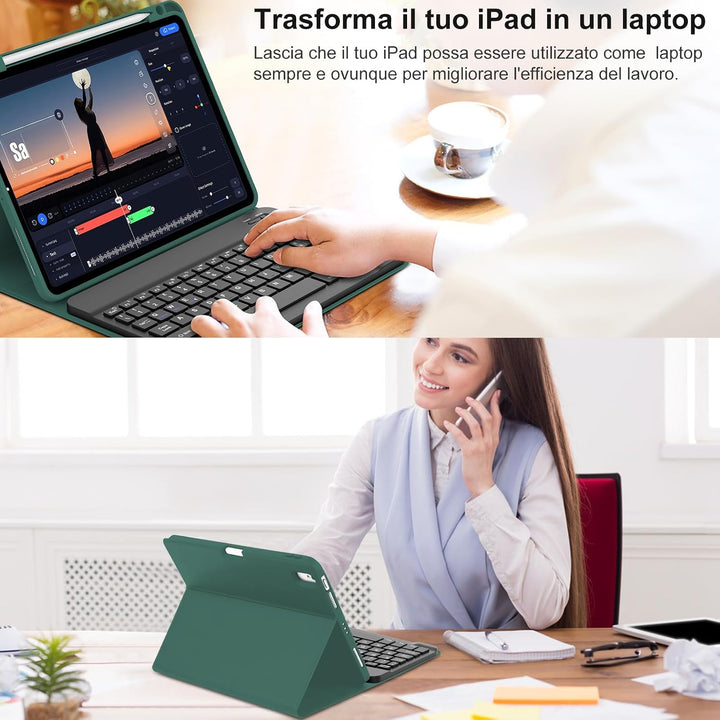 FOGARI Tastatur für iPad Air 11 M3 2025/M2 2024, Italienische Tastatur, abnehmbare Bluetooth-Schutzh