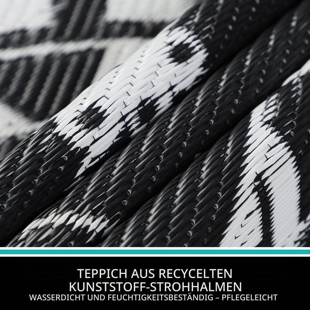 Capslpad Rund Aussenterrasse Teppich ∅150cm Wende Picknickmatte Wasserdichter Kunststoff-Strohteppic
