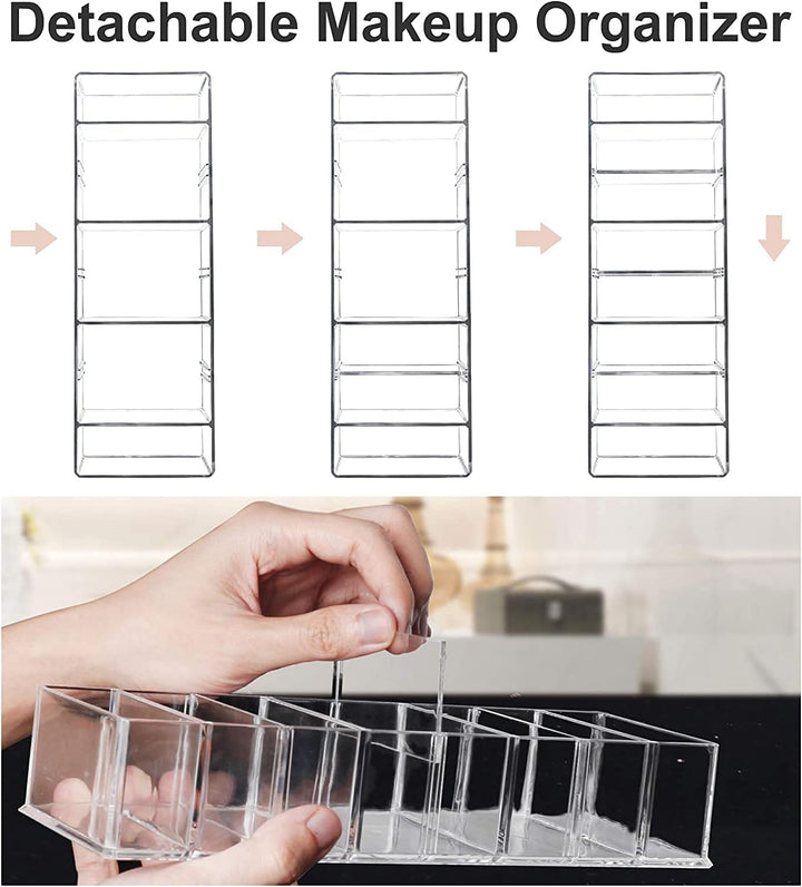 Seitop 2 Stücke Abnehmbarer Kosmetik Organizer 8 Fächern Make-up-Organizer Acryl Aufbewahrungsboxen,