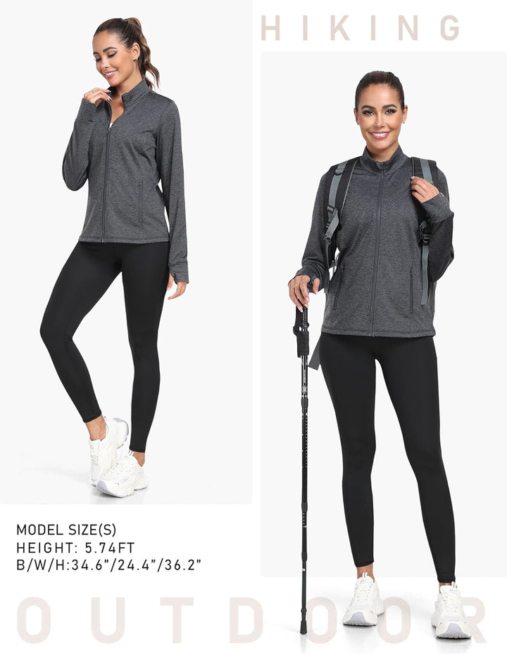 MoFiz Sportjacke Damen Leicht Trainingsjacke Mikrofleece Sweatjacke Wandershirt mit Reissverschluss