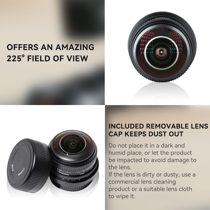 7 Artisans 4mm F2.8 Fisheye Ultra Wide Angle Lens APS-C Handbuch Focus Prime Lens Kompatible M4/3 Mo