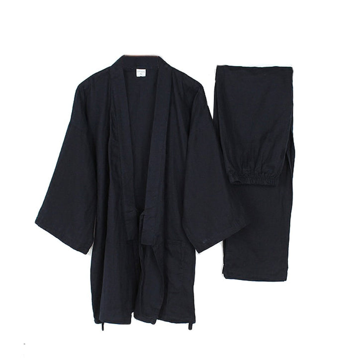 Kimono-Pyjama für Herren, japanischer Stil, Meditationsset L Marine, L Marine