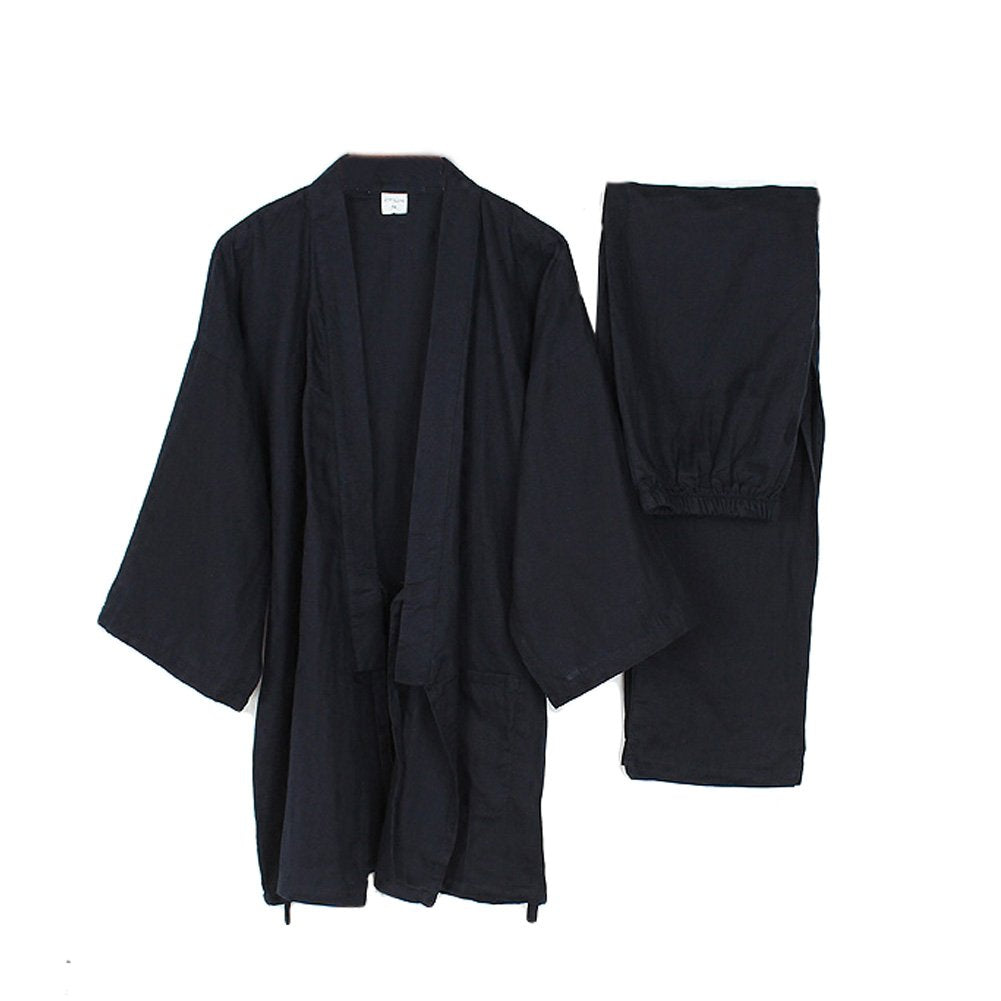 Kimono-Pyjama für Herren, japanischer Stil, Meditationsset M Marine, M Marine