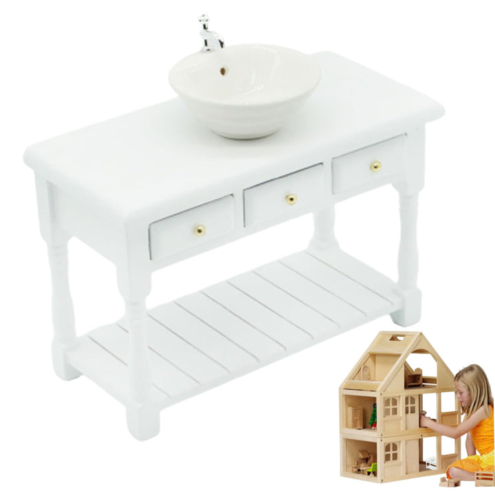 Wichtel Zubehör, Dolls House Accessoires, Puppenhausmöbel 1:12 Square Dollhouse Badewaschbecken mit