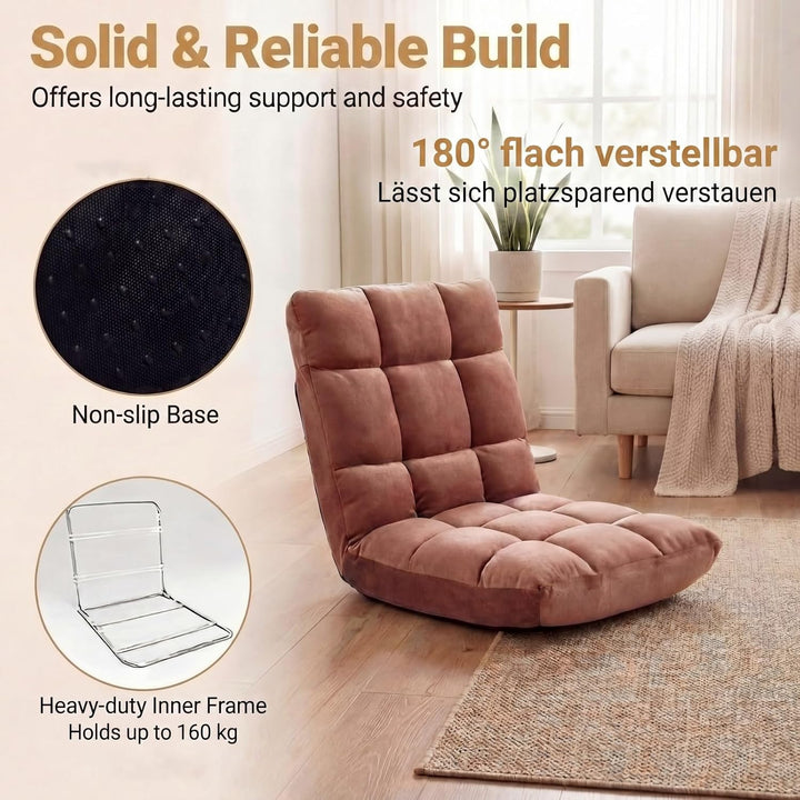 RELAX4LIFE Bodenstuhl Klappbar, Bodensessel mit Verstellbarer Rückenlehne &amp; Liegefunktion, Relaxsess