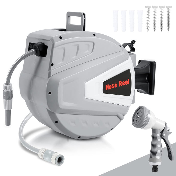 Schlauchtrommel Schlauchbox, 20+2m Automatik Schlauchaufroller, Wand-Schlauchbox mit Handbrause Gart