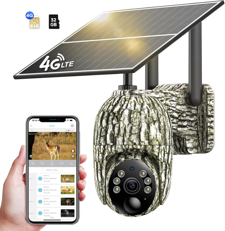 4G Wildkamera mit SIM Karte, 2K Solar Wildkamera mit Handyübertragung APP, Überwachungskamera mit Be