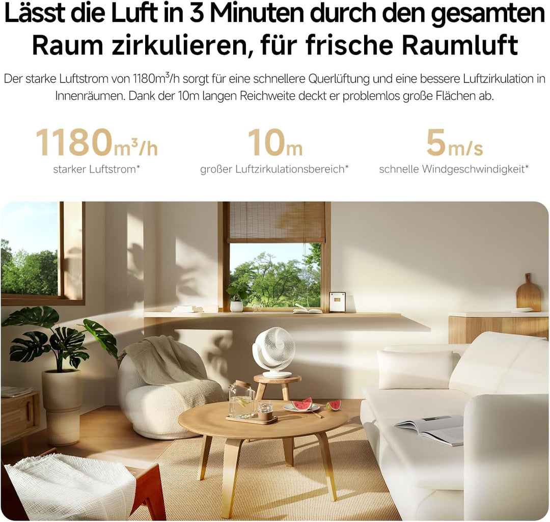 XIAOMI Smart Desktop Air Circulation Fan - Tischventilator mit 1180m³/h und 3D-Luftverteilung, 100 S