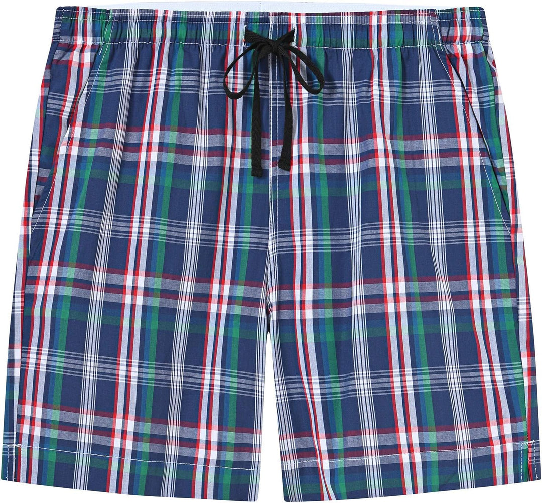 MoFiz Schlafshorts Jungen Baumwolle Kurz Pyjamahose Schlafanzug Karierte Hose Loungewear Nachtwäsche