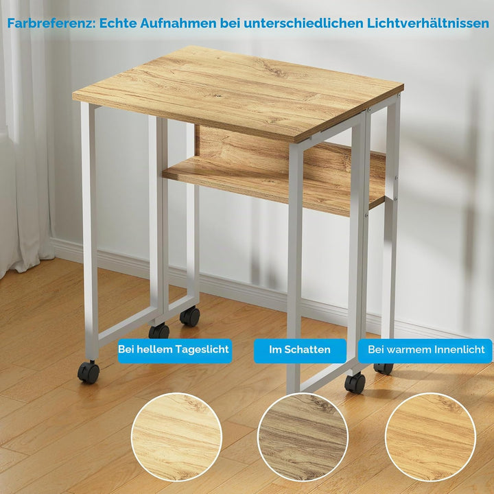 GreenForest Kleiner Schreibtisch Klappbar, 63 cm Klappschreibtisch mit Rollen, Einfache Montage Klap