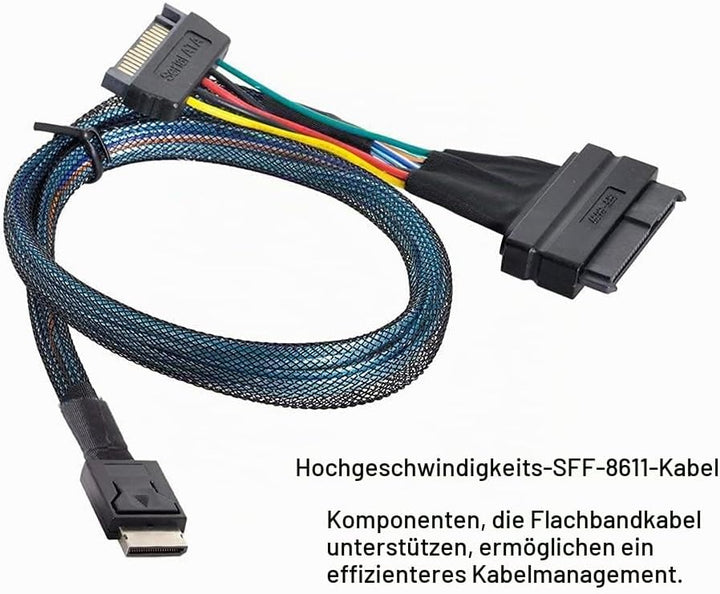 Xiwai Oculink SFF-8611 auf U.2 U.3 SFF-8639 NVME PCIe PCI-Express SSD Kabel für Mainboard SSD