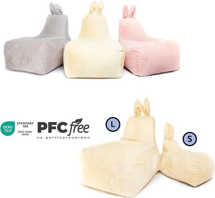 Ecopuf Bunny S | Kinder Sitzsack Hase Design - Original Sitzsack Hase mit Kunstfellbezug und vollstä