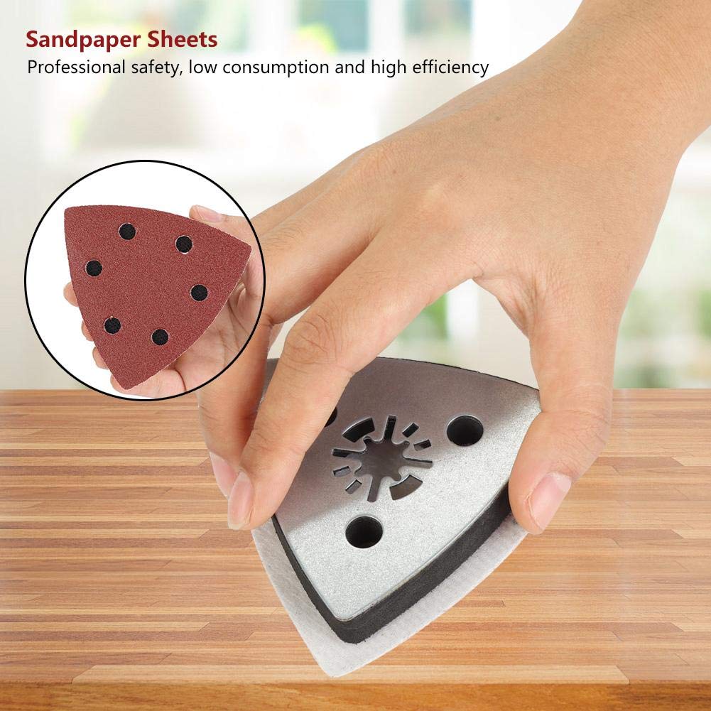 Sandpapiere, 100pcs 80mm dreieckiges Schleifpapier +1 Sand Pad für Bosch Fein oszillierende Multi-To