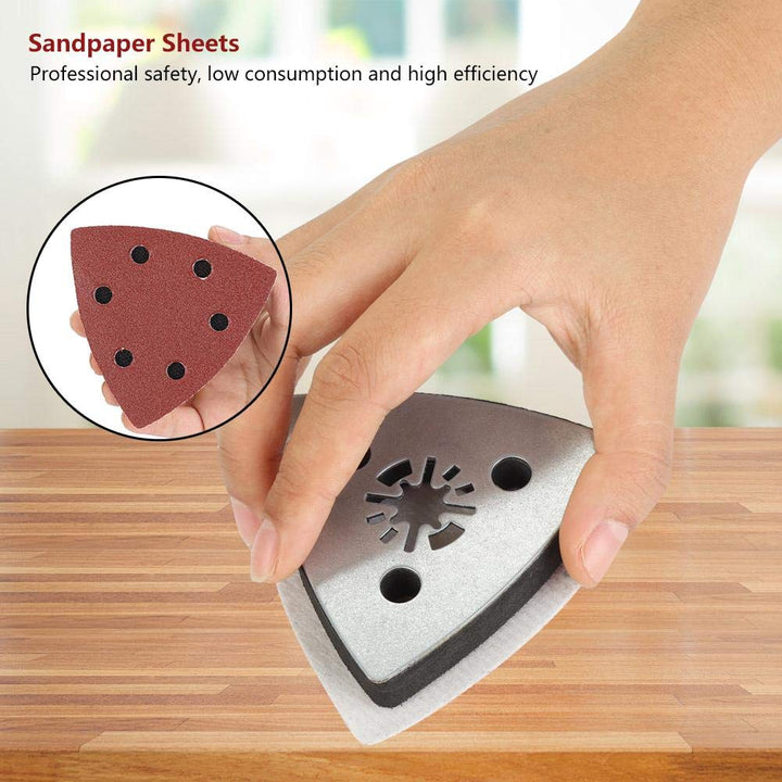 Sandpapiere, 100pcs 80mm dreieckiges Schleifpapier +1 Sand Pad für Bosch Fein oszillierende Multi-To