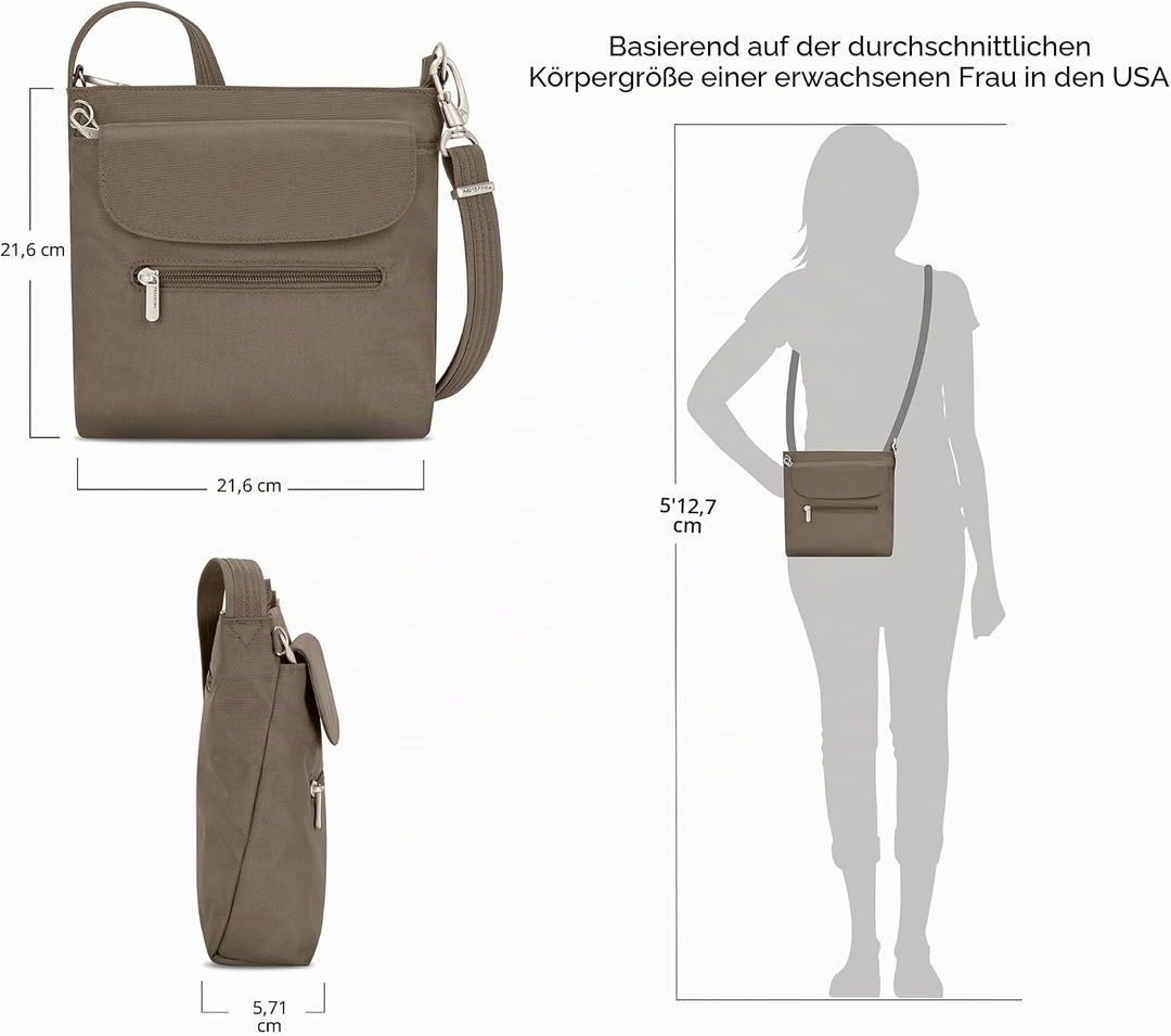 Travelon Unisex Anti-diebstahl Klassische Schultertasche Mini-Umhängetasche Fichte, Fichte