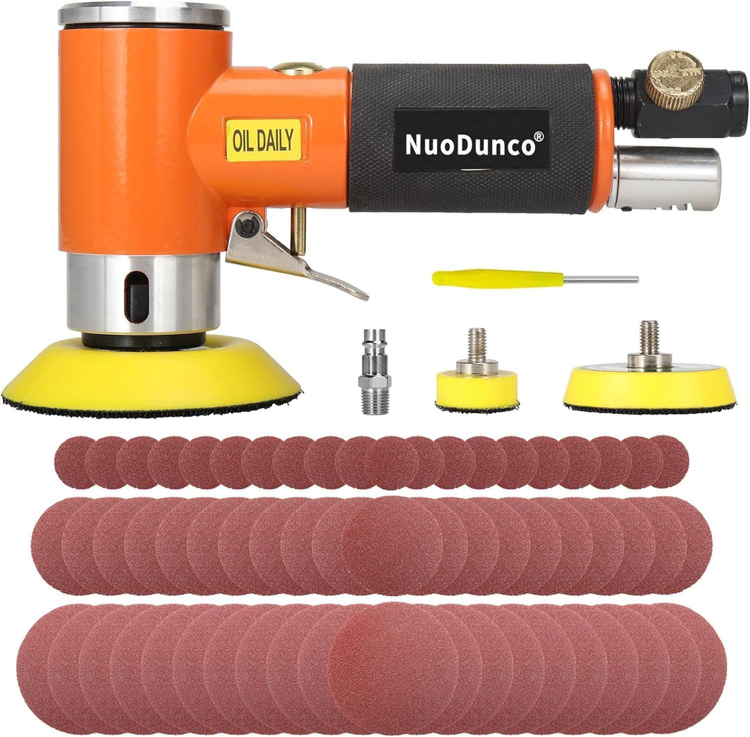 NuoDunco 2 '' 3 '' Mini-Exzenter-Luftschleifer, kleines pneumatisches Exzenterschleifer-Kit 50mm 75m