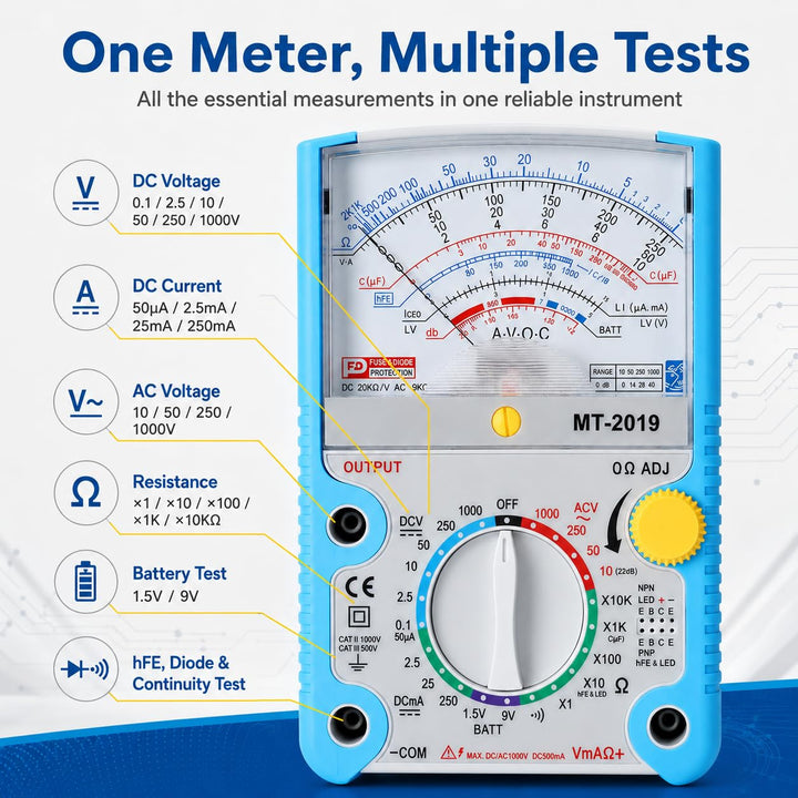 Analoges Multimeter, Voltmeter, Amperemeter, Zeiger-Multimeter-Tester, Analoges Voltmeter, Spannungs