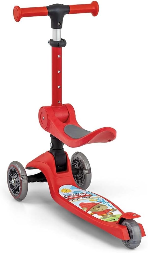 Milly Mally Scooter Fuzzy - Dreirädriger Balance-Roller mit Sitz, LED-Leuchträder, Höhenverstellbare
