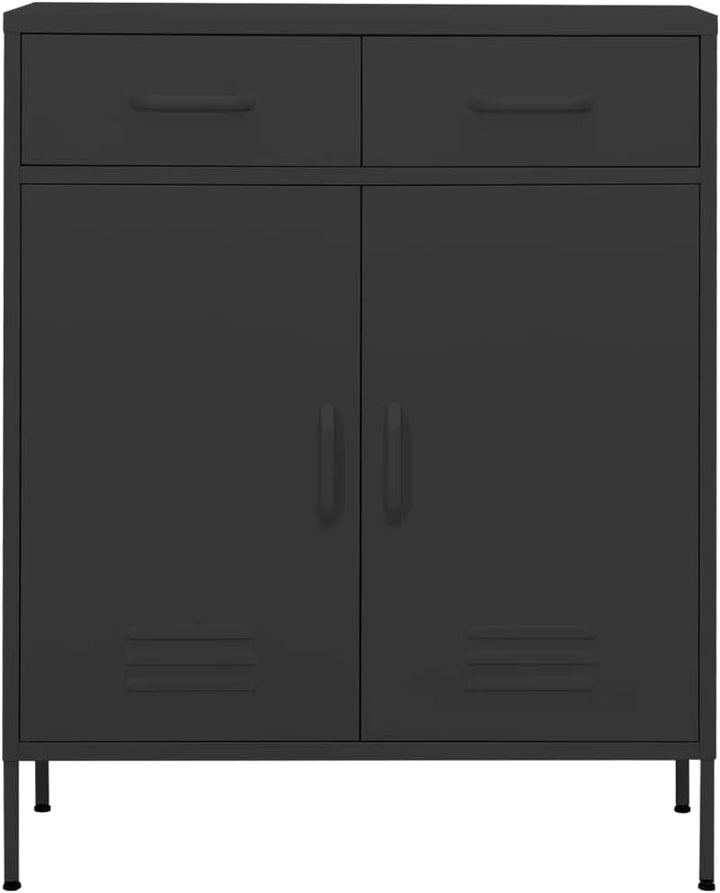 Aufbewahrungsschrank aus Metall mit 2 Schubladen, Aktenschrank mit 2 Türen und Regalen, 80x35x102cm