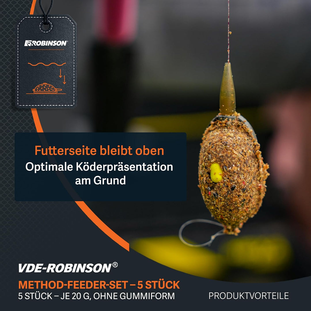 ROBINSON Method Feeder Set | Futterkorb für Karpfen, Brassen &amp; Friedfisch 5 × 20 g, 5 × 20 g