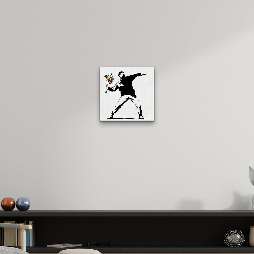 Giallobus - Gemälde - Banksy - - Standardleinwand - 35x35-15 - Blumenkrug - Bereit zum Aufhängen - M