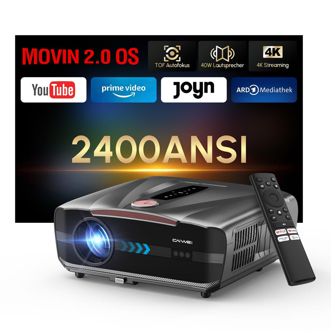 Tageslicht Beamer 2400 ANSI Ultra HD 4K HDR10+ Smart Projektor mit 2026 automatischer Objektivabdeck