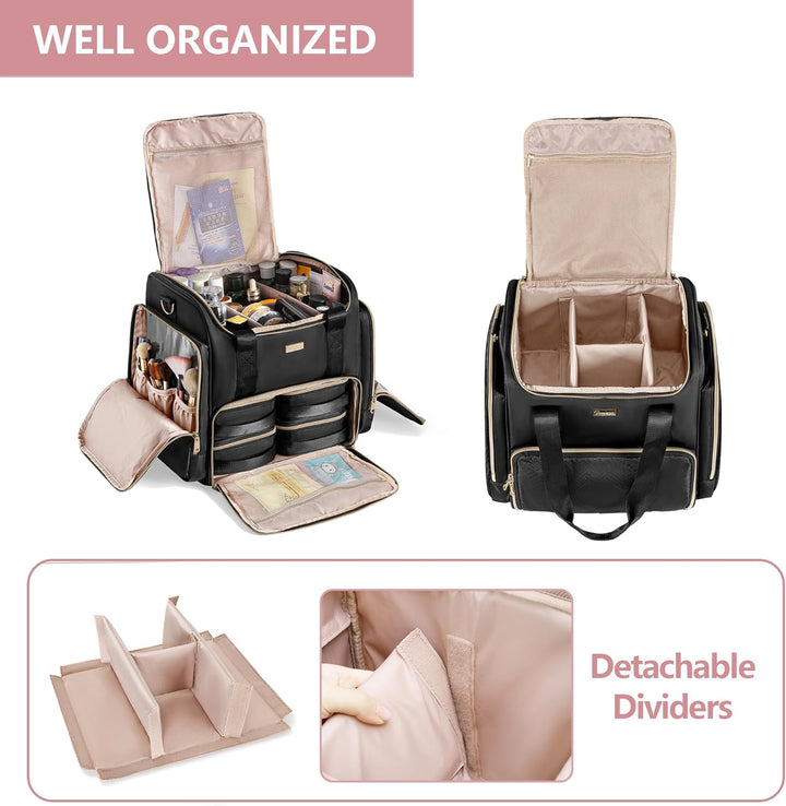 Rollbare Make-up Tasche mit 4 Einzelnen Koffern, professioneller Makeup Koffer mit Rollen Reisetasch