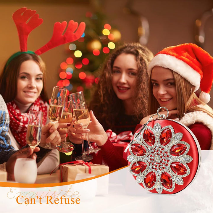 CORIOS Damen Strass Abendtasche Elegant Rund Brauttasche Diamant Clutch Bag Luxus Handgelenktasche A