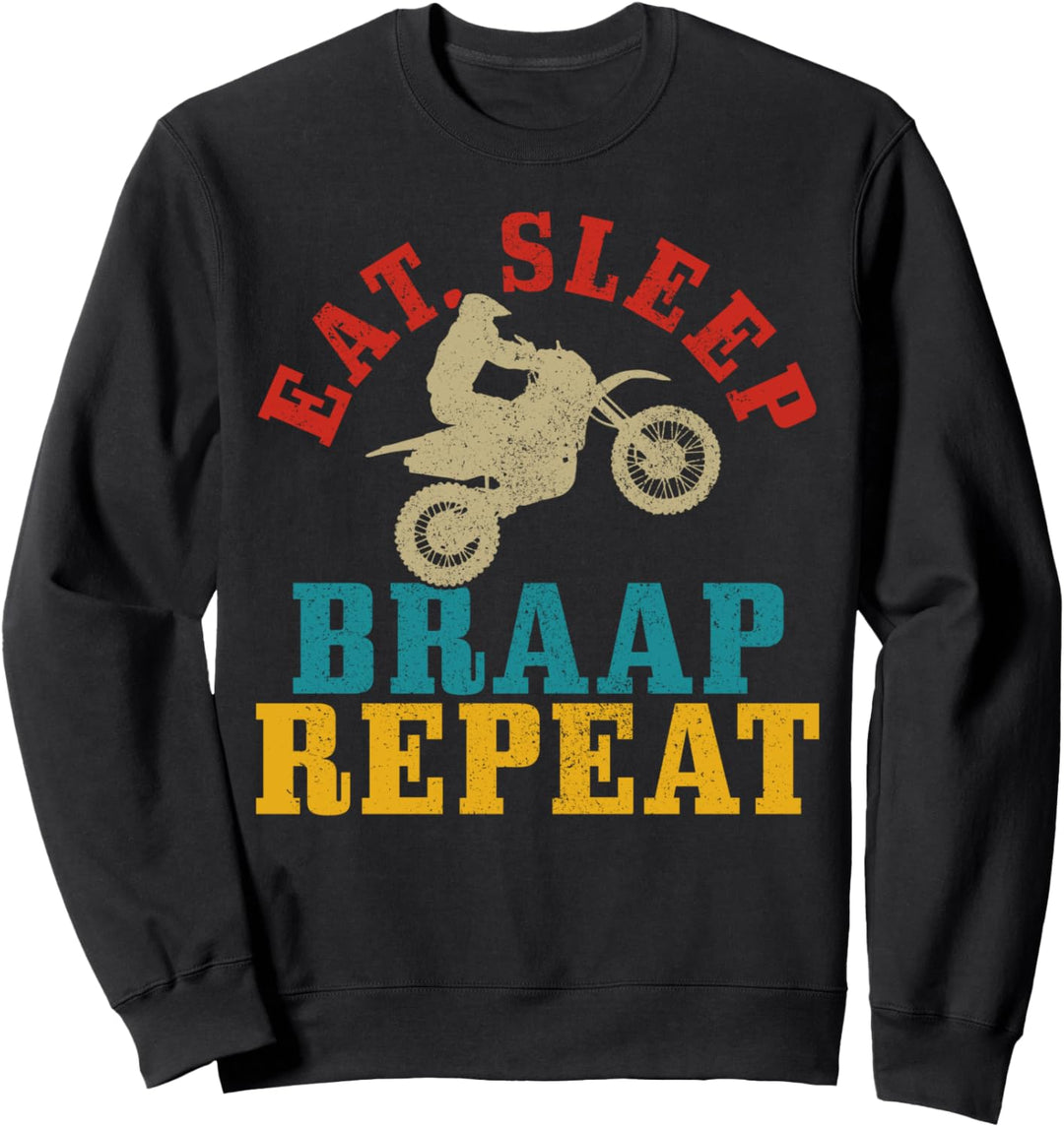Motocross Eat Sleep Braap Repeat Vintage Enduro MX Geschenk Sweatshirt
