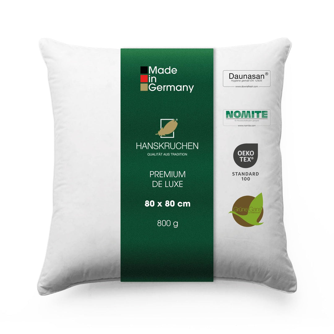 HANSKRUCHEN® Premium de Luxe Daunenkissen 80x80 cm - Made in Germany Daunen Kopfkissen aus 100% Baum