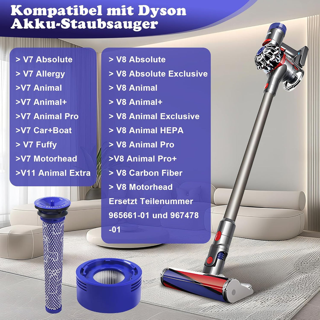 10 Stück für Dyson V8 V7 Filter,V8 V7 Ersatzteile Filter Zubehör set für Dyson,5x Vorfilter + 5x HEP