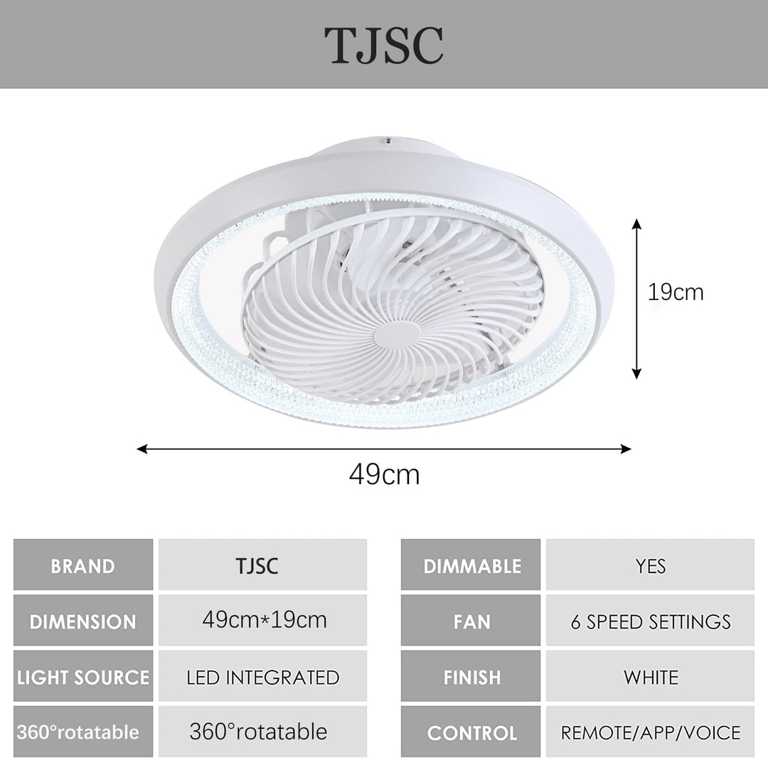 Deckenventilator mit Beleuchtung LED Licht, Dimmbar Invisible Fan Ventilatorlicht, 360° Drehbar, Tim