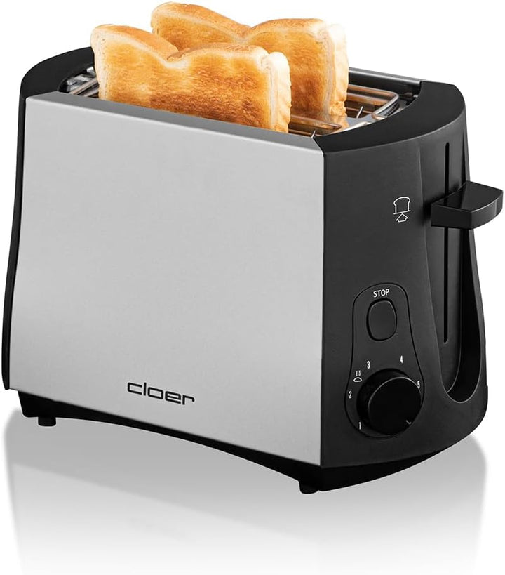 Cloer 3410 Toaster / 825 W / für 2 Toastscheiben / integrierter Brötchenaufsatz / Nachhebevorrichtun