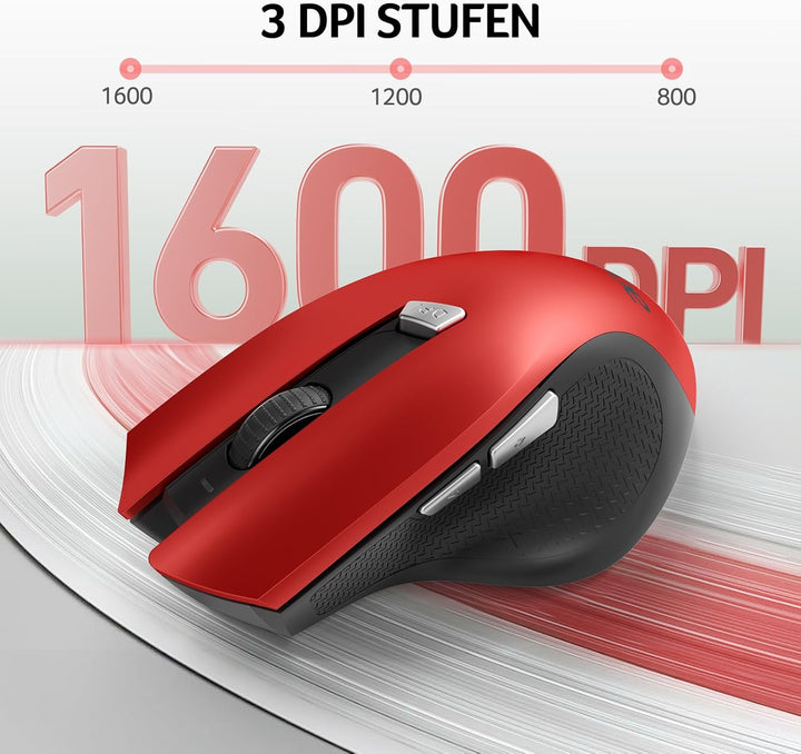 acer Maus Kabellos, 2.4GHz 1600 DPI Funkmaus, 3 Einstellbare DPI Wireless Mouse mit 6 Tasten, Batter