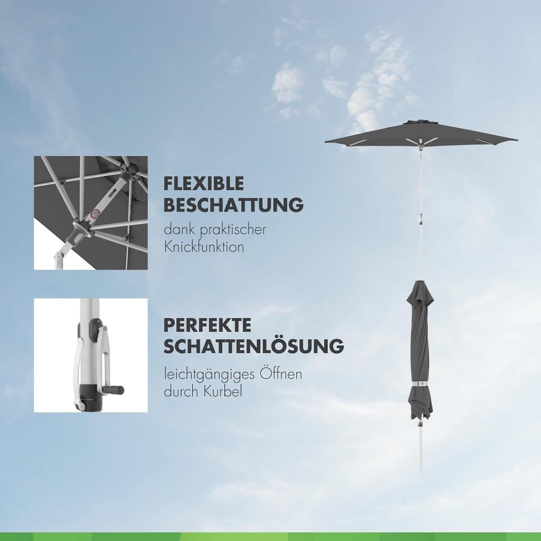 Doppler Sonnenschirm AluPro Neo Kurbel 305cm I 6-eckiger Sonnenschirm für Balkon & Terrasse I Schirm
