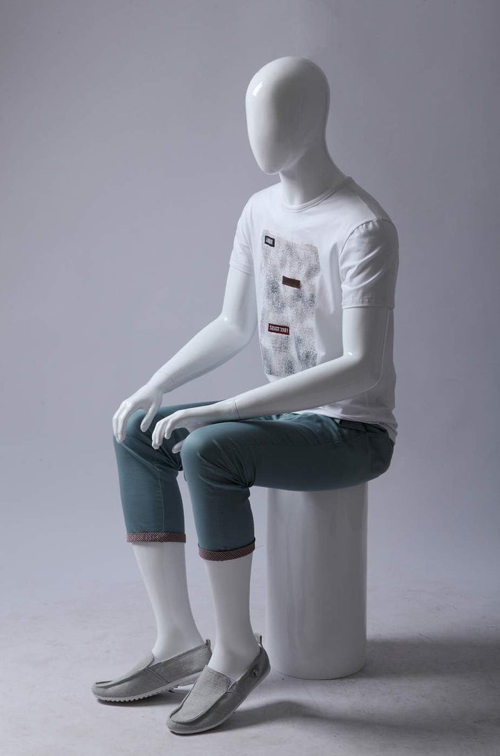 Euroton XM-16B weiss lackierte abstrakte sitzende Schaufensterpuppe Mannequin Mann