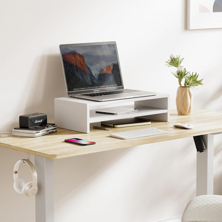 FITUEYES Monitorständer mit 2 Ebenen, 54 x 25,5 cm, Grosser Computer-Laptop-Ständer mit Stauraum für