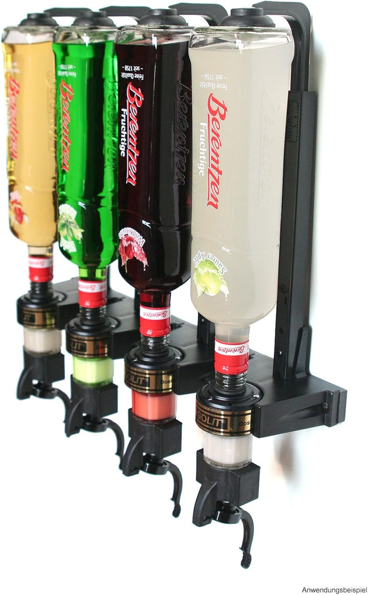 3,5 cl Dosierer (Hygienischer Finger Push) & Flaschenhalter 4er-Set inkl. Metall-Montageschiene für