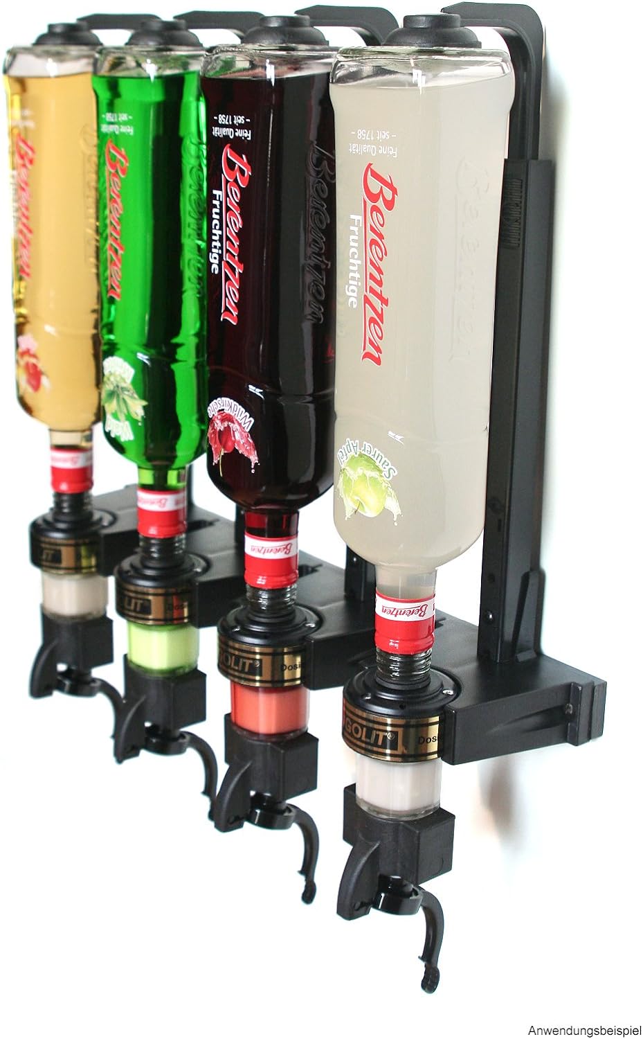 ENGOLIT 4 cl Schnapsspender (Hygienischer Finger Push Dosierer) & Flaschenhalter 4er-Set inkl. Metal