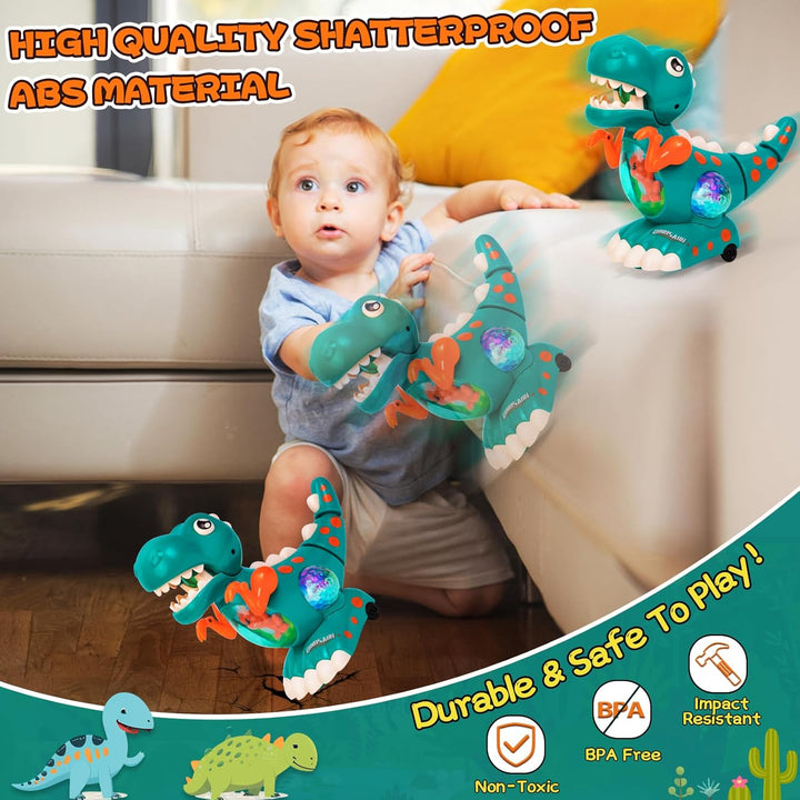 Thedttoy Baby Spielzeug,Krabbelnde Dinosaurier Babyspielzeug Musik Licht Sensorisches Dinosaurier Sp