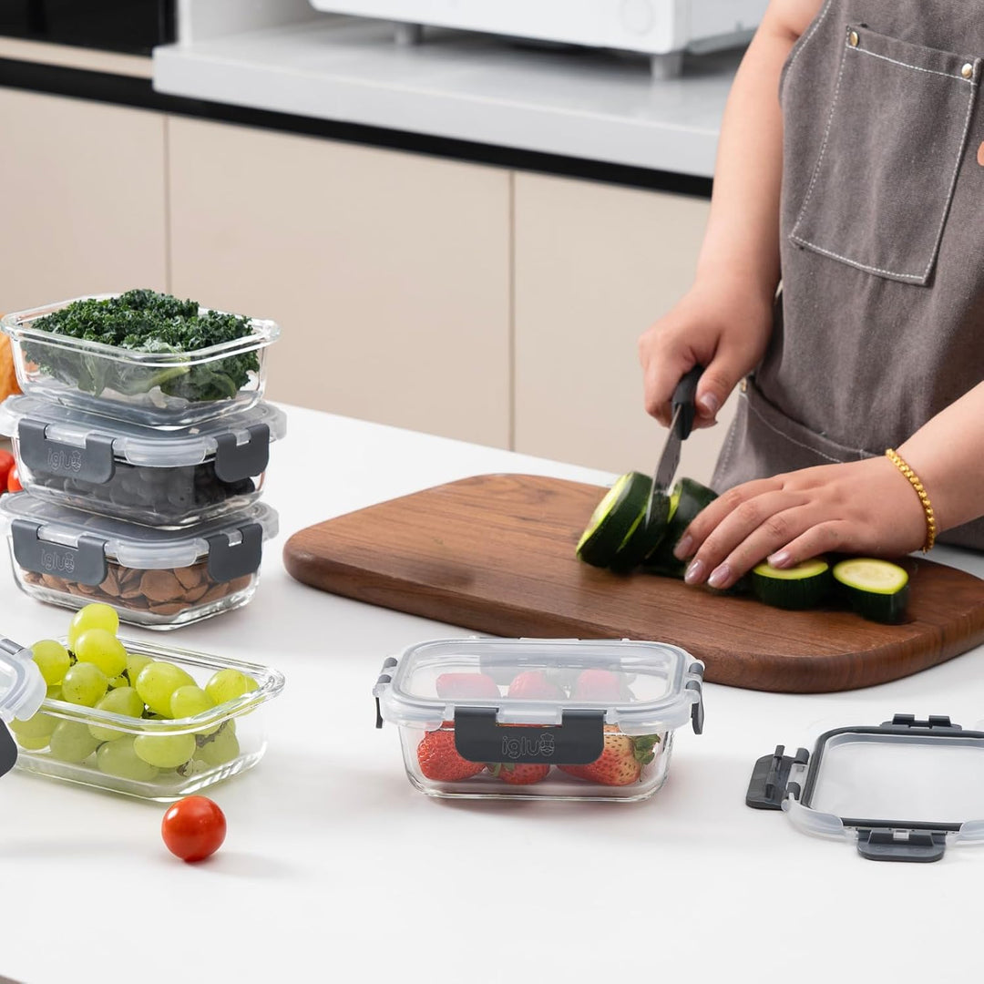 Igluu Meal Prep Glas-Frischhaltedosen mit BPA-freiem Deckel (5er-Pack) – mikrowellen-, ofen-, gefrie