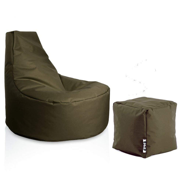 PATCH HOME Gamer Sessel Sitzsack inkl. Würfel Bean Bag Set Ø75cm, 30cm Sitzhöhe, 80cm Höhe + 35x35cm