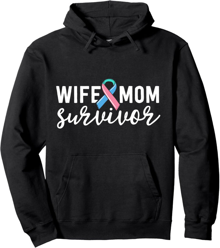 Thyroid Cancer Survivor Shirt Awareness Wife Mom Survivor Pullover Hoodie