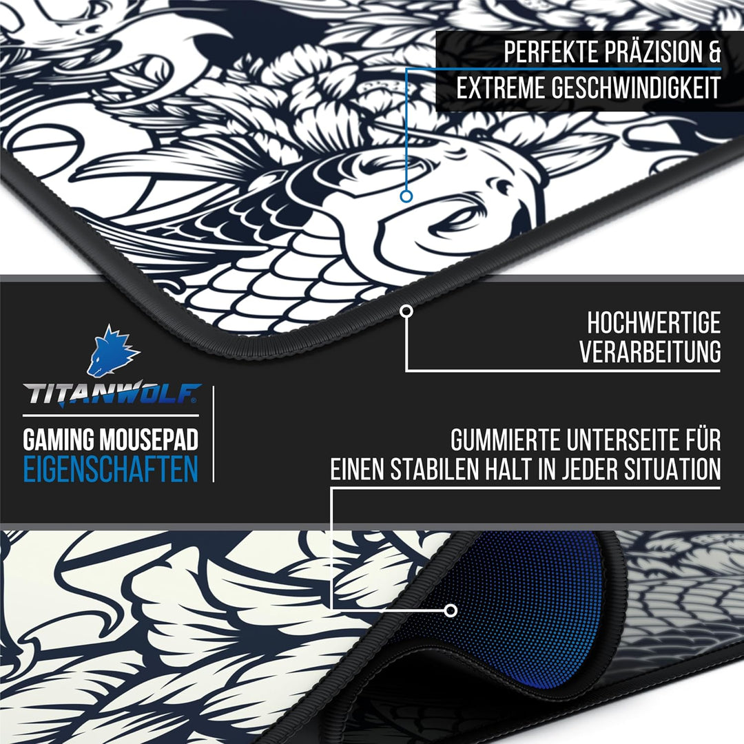Titanwolf XXXL Übergrösse Mauspad 1200x600mm, Gaming Mousepad Gross,120x60 cm Tischunterlage Large S