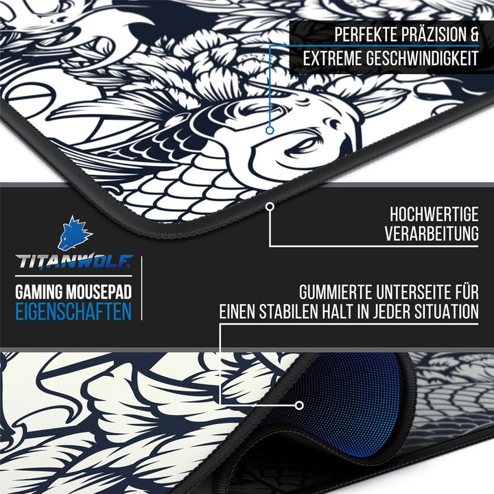 Titanwolf XXXL Übergrösse Mauspad 1200x600mm, Gaming Mousepad Gross,120x60 cm Tischunterlage Large S