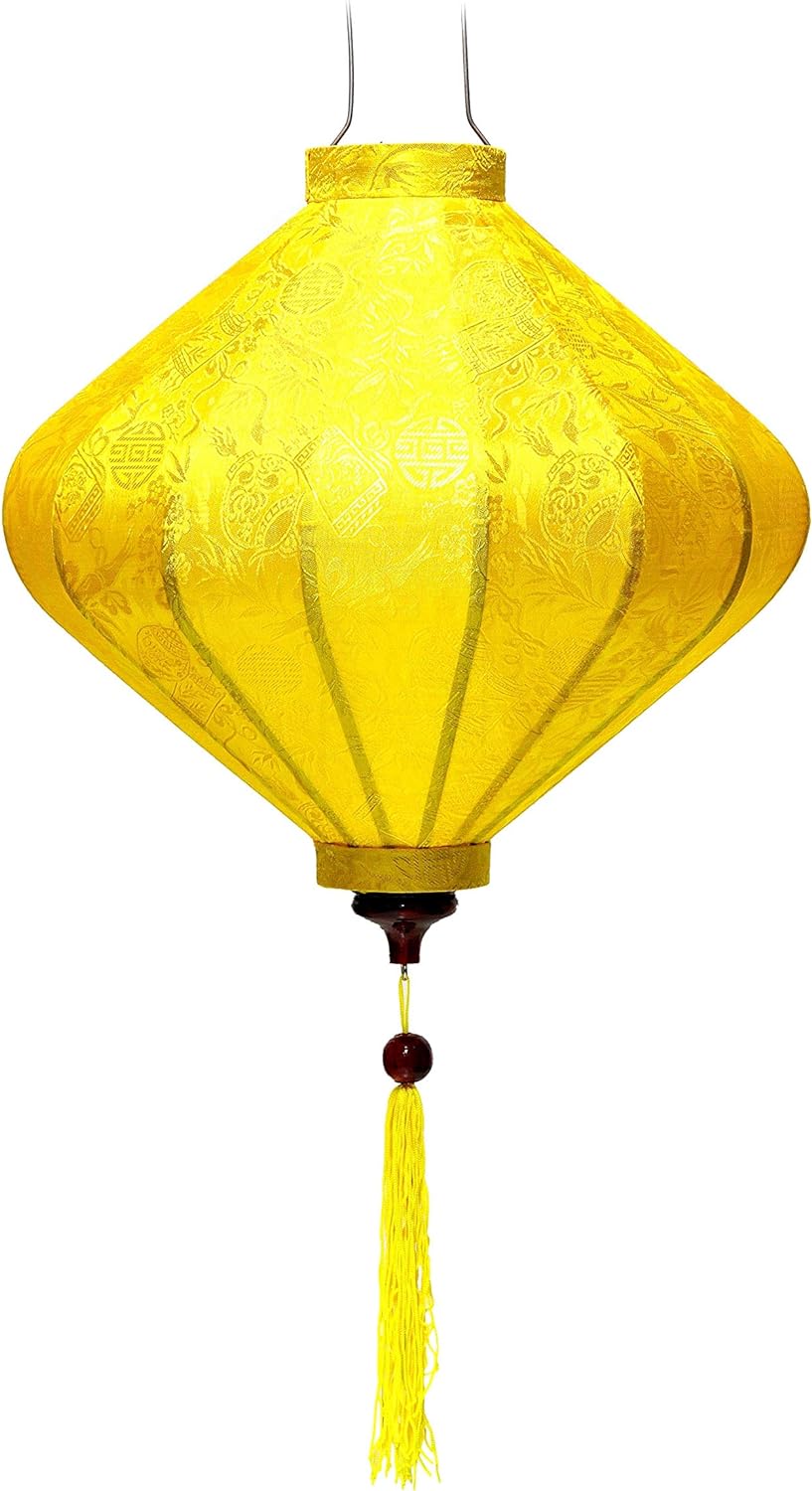 Lampion, asiatische Hoi an Seide gelb T – Ø 35 cm – Kunsthandwerk aus Vietnam (REF. T20-J)