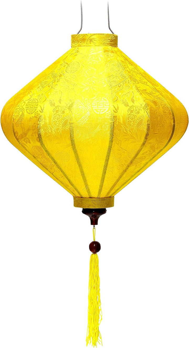Lampion, asiatische Hoi an Seide gelb T – Ø 35 cm – Kunsthandwerk aus Vietnam (REF. T20-J)