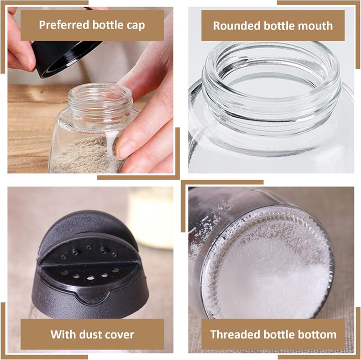 8 Stück Glas-Gewürzgläser, Doppeldeckel, Gewürzstreuer, Klarglas-Gewürzbehälter für Küche, Restauran