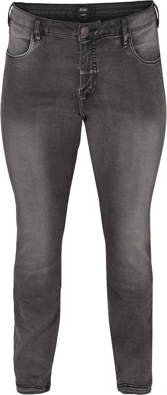 Zizzi Damen Grosse Grössen Emily Jeans Slim Fit Normale Taillenhöhe Gr 46W / 30L Dark Grey Denim, 46